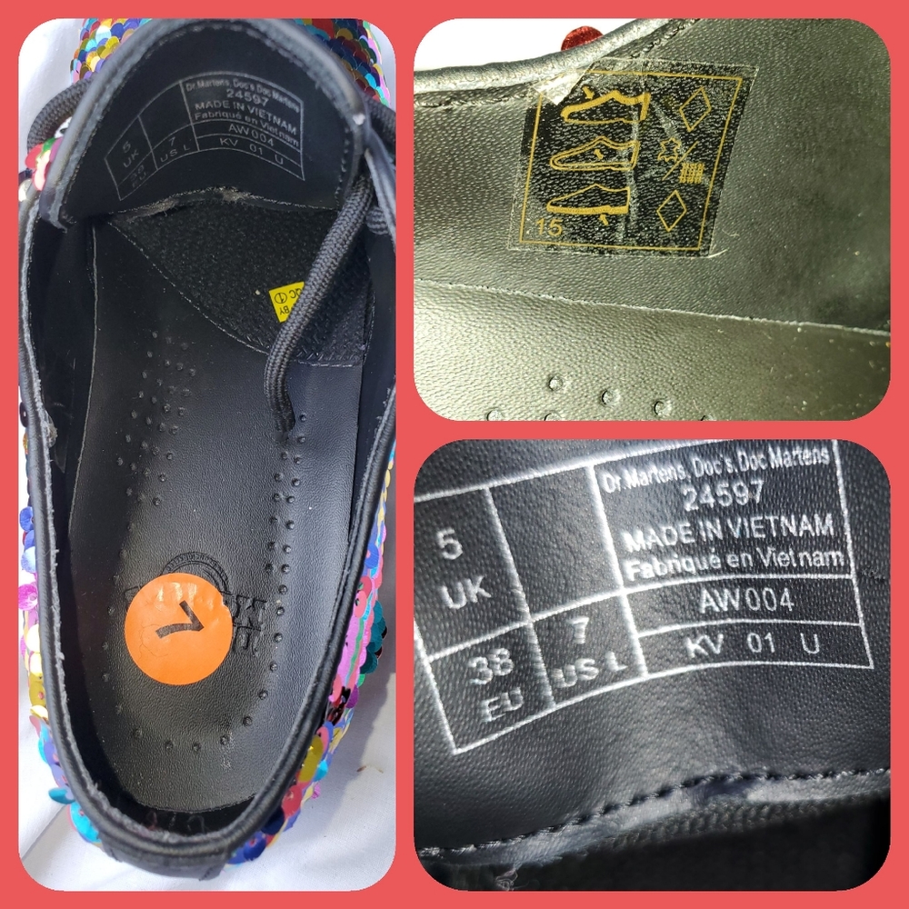 ποΈ Dr Martens 1461 Rainbow Sequins Oxford shoes 7 - Picture 11 of 16